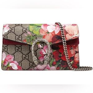 GUCCI Supreme Monogram Blooms Super Mini Shoulder Bag Beige Multicolor Dry Rose